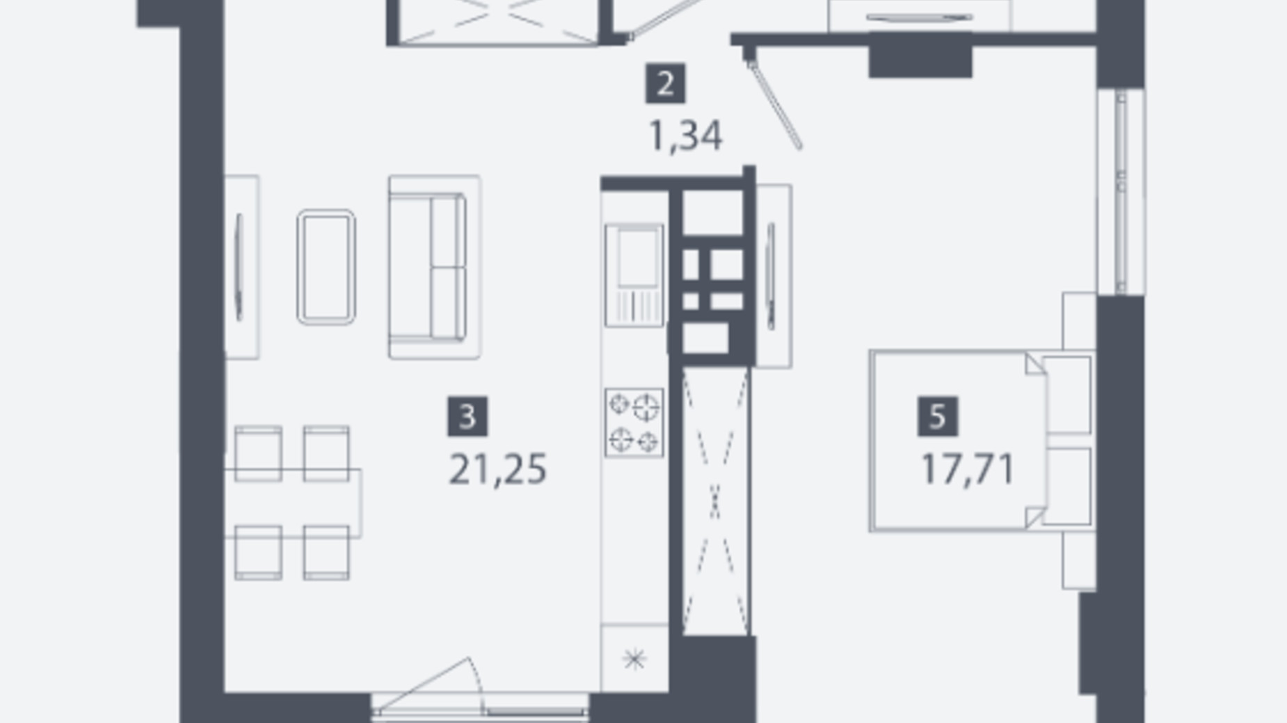Планировка 2-комнатной квартиры в ЖК Cinematic 70.88 м², фото 534934