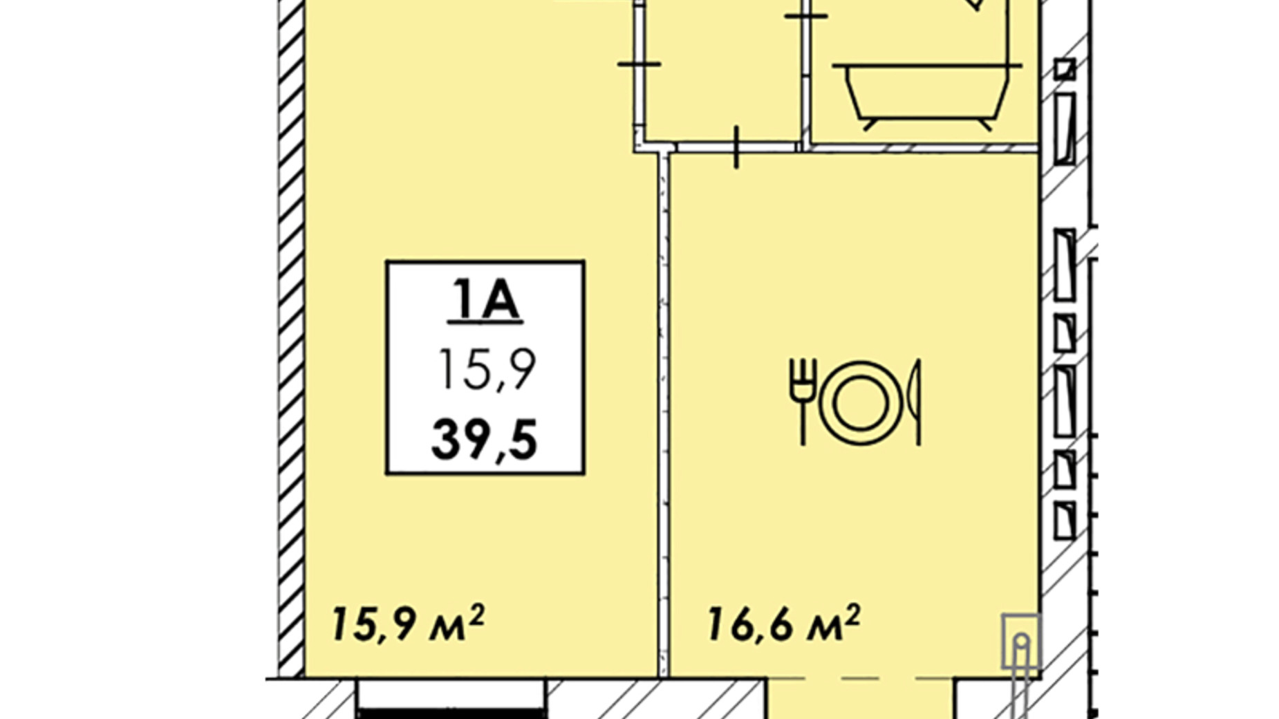 Планировка 1-комнатной квартиры в ЖК Родной дом 39.5 м², фото 534977