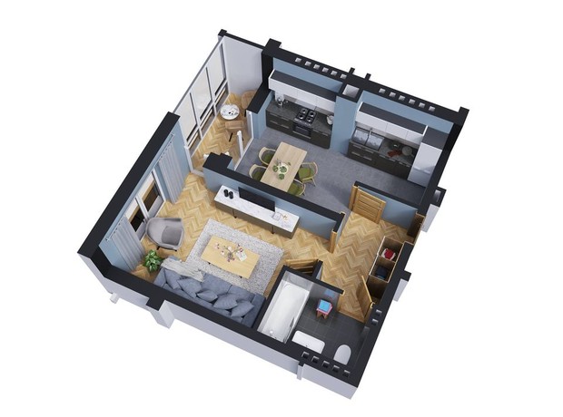 ЖК Baker Street: планировка 1-комнатной квартиры 43.4 м²