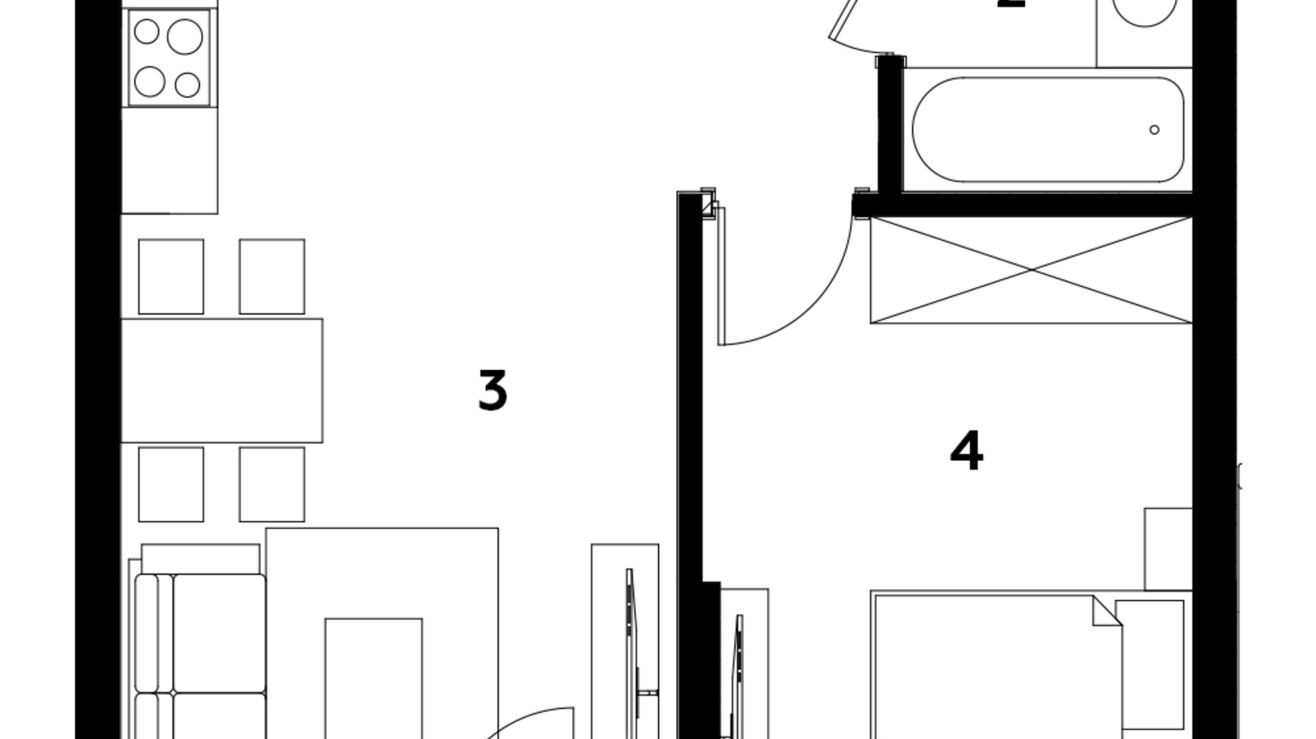 Планировка 1-комнатной квартиры в ЖК Madison Gardens 47.4 м², фото 537684