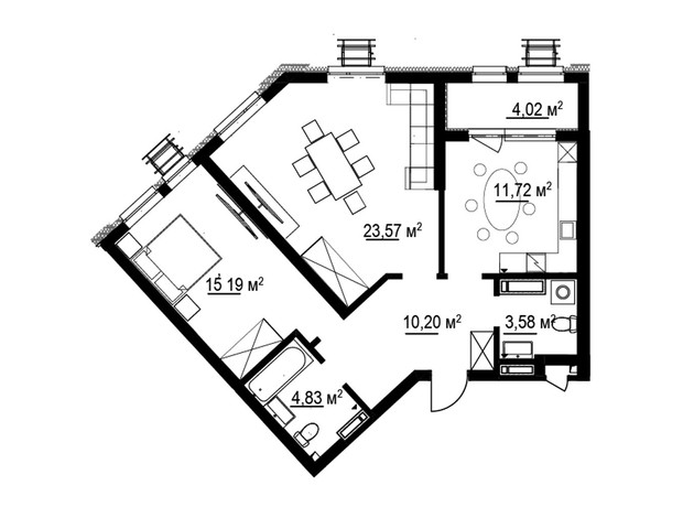 ЖК Madison Gardens: планування 2-кімнатної квартири 87.83 м²