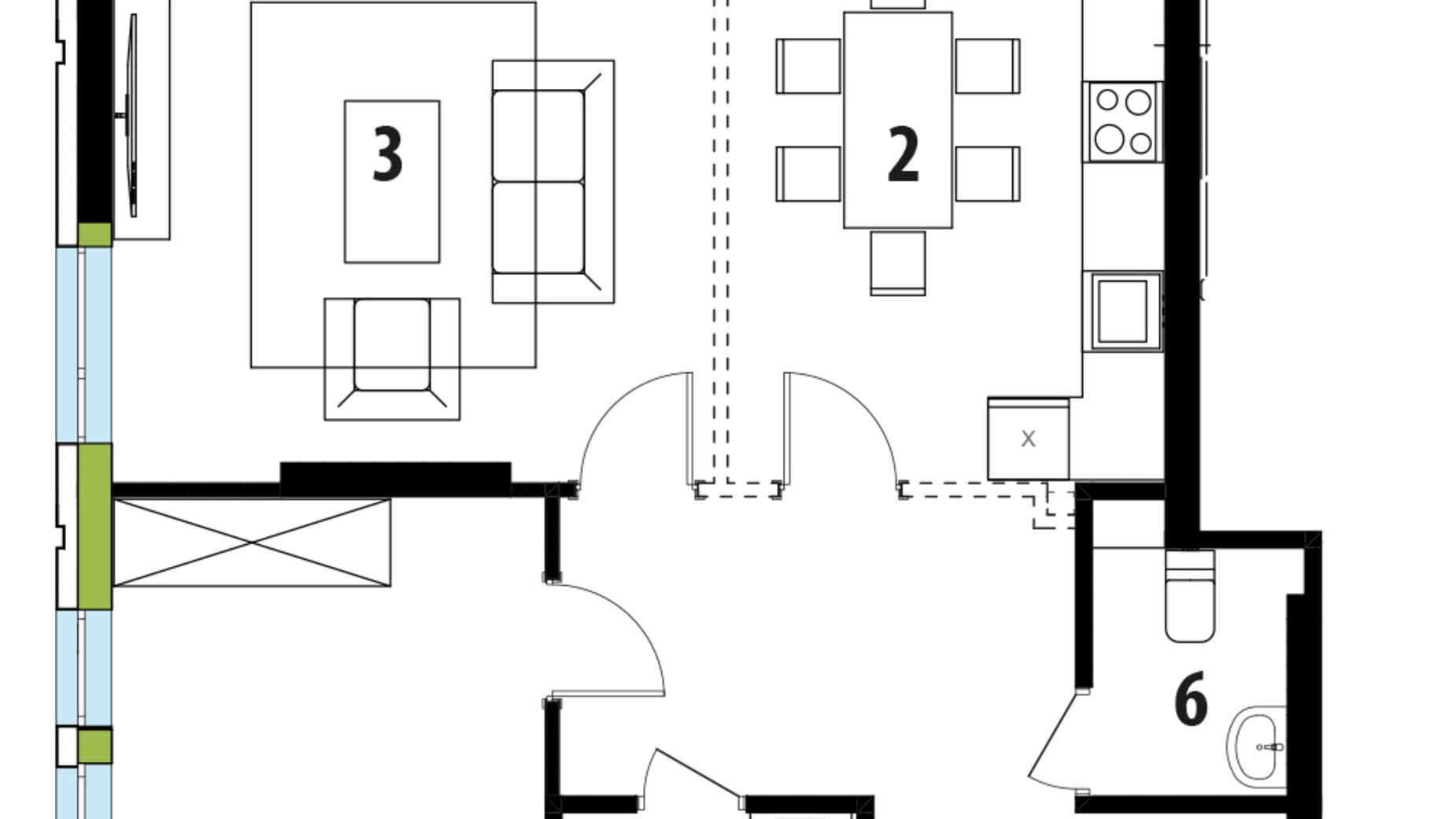 Планировка 2-комнатной квартиры в ЖК Madison Gardens 77.36 м², фото 537712