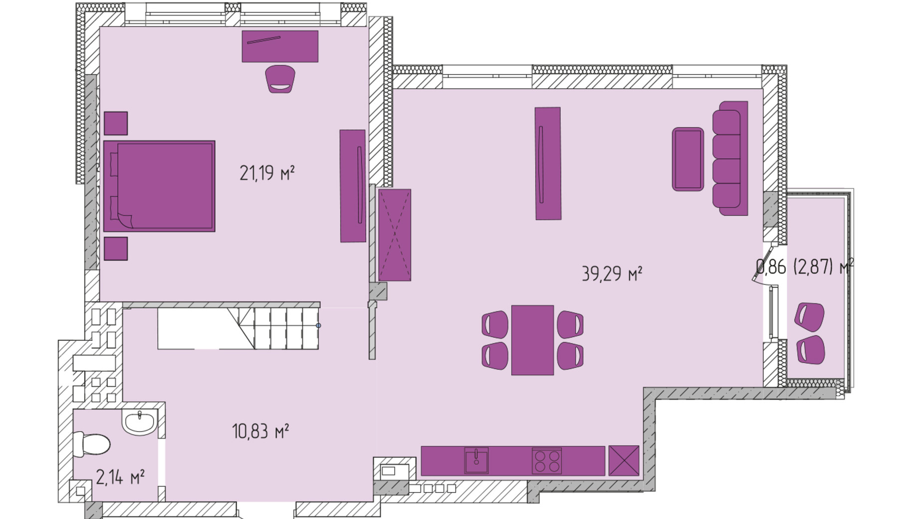 Планировка много­уровневой квартиры в ЖК Лавандовый 129.42 м², фото 537785