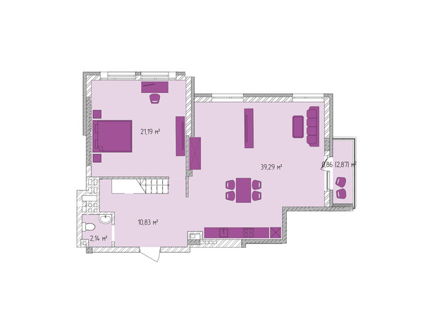ЖК Лавандовый: планировка 4-комнатной квартиры 129.42 м²