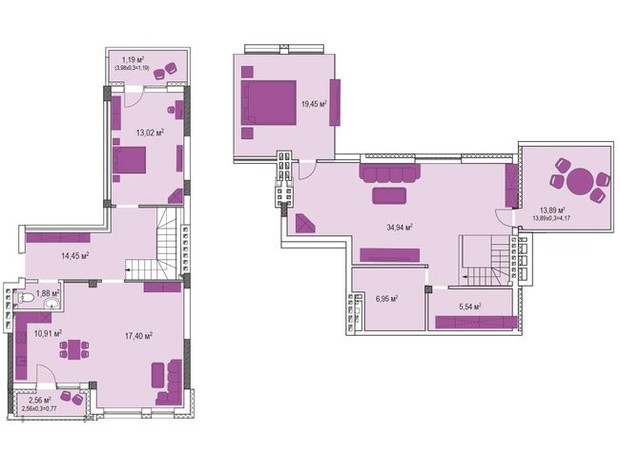 ЖК Лавандовый: планировка 4-комнатной квартиры 130.67 м²