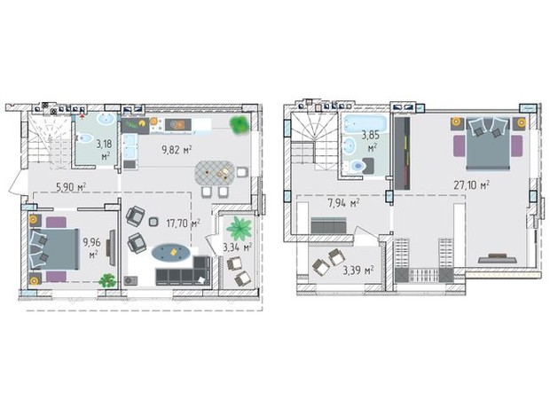 ЖК Лавандовый: планировка 2-комнатной квартиры 92.18 м²