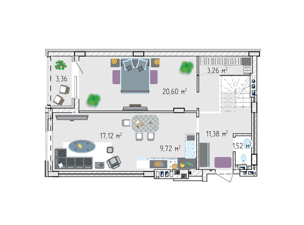 ЖК Лавандовий: планування 4-кімнатної квартири 123.05 м²