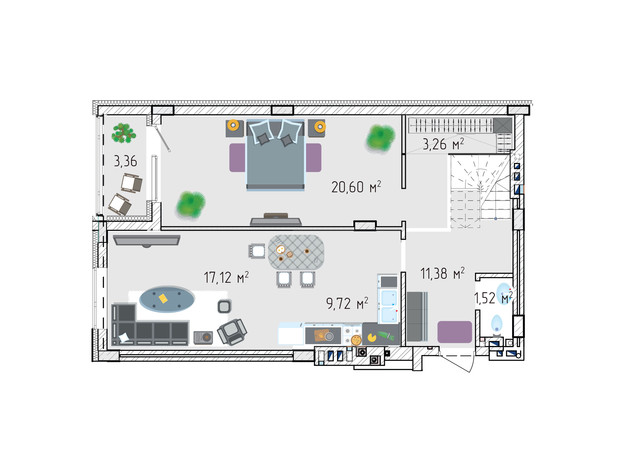 ЖК Лавандовый: планировка 4-комнатной квартиры 123.28 м²