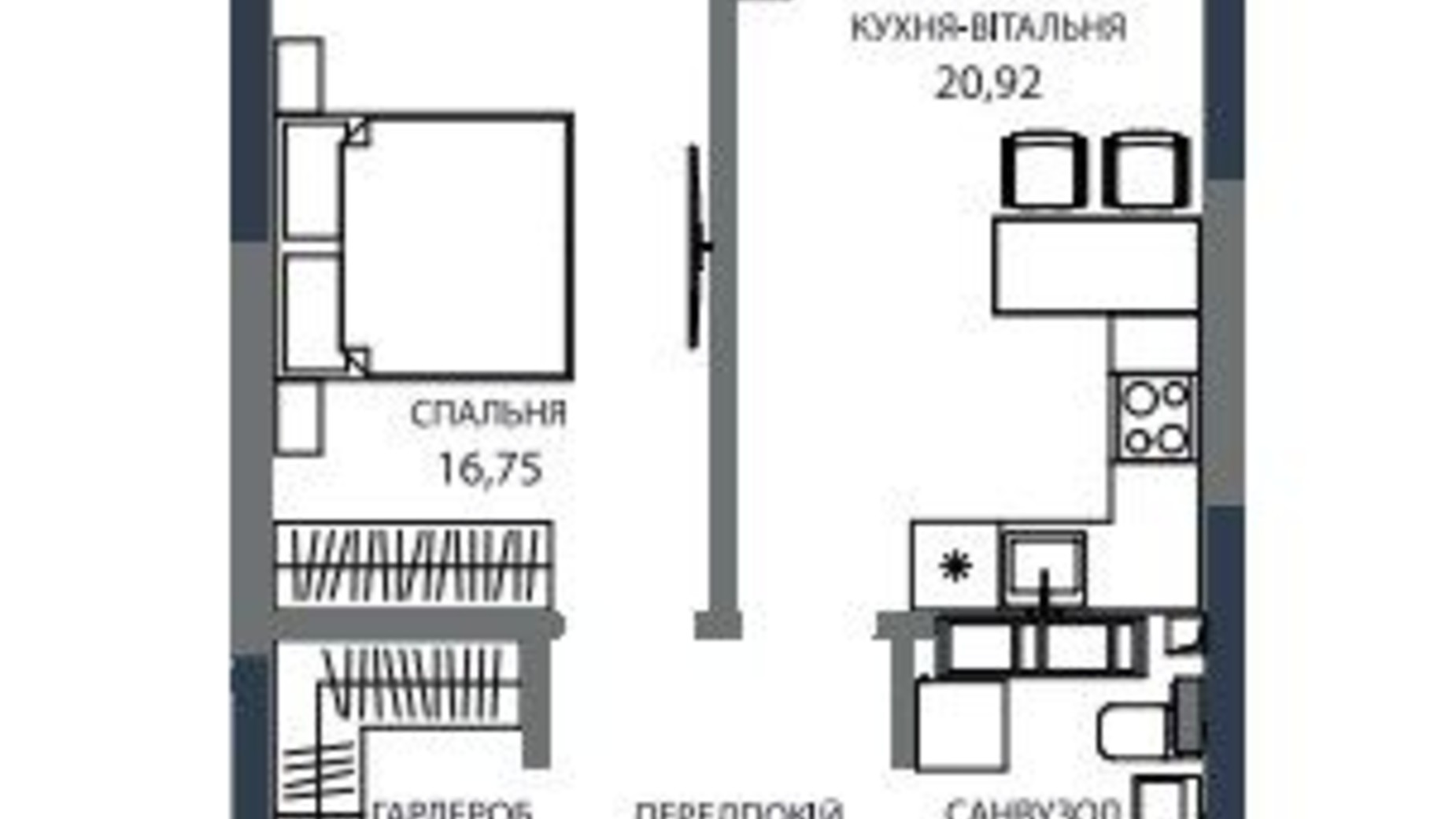 Планировка 1-комнатной квартиры в Инновационный комплекс A136 Highlight Tower 55.79 м², фото 537832
