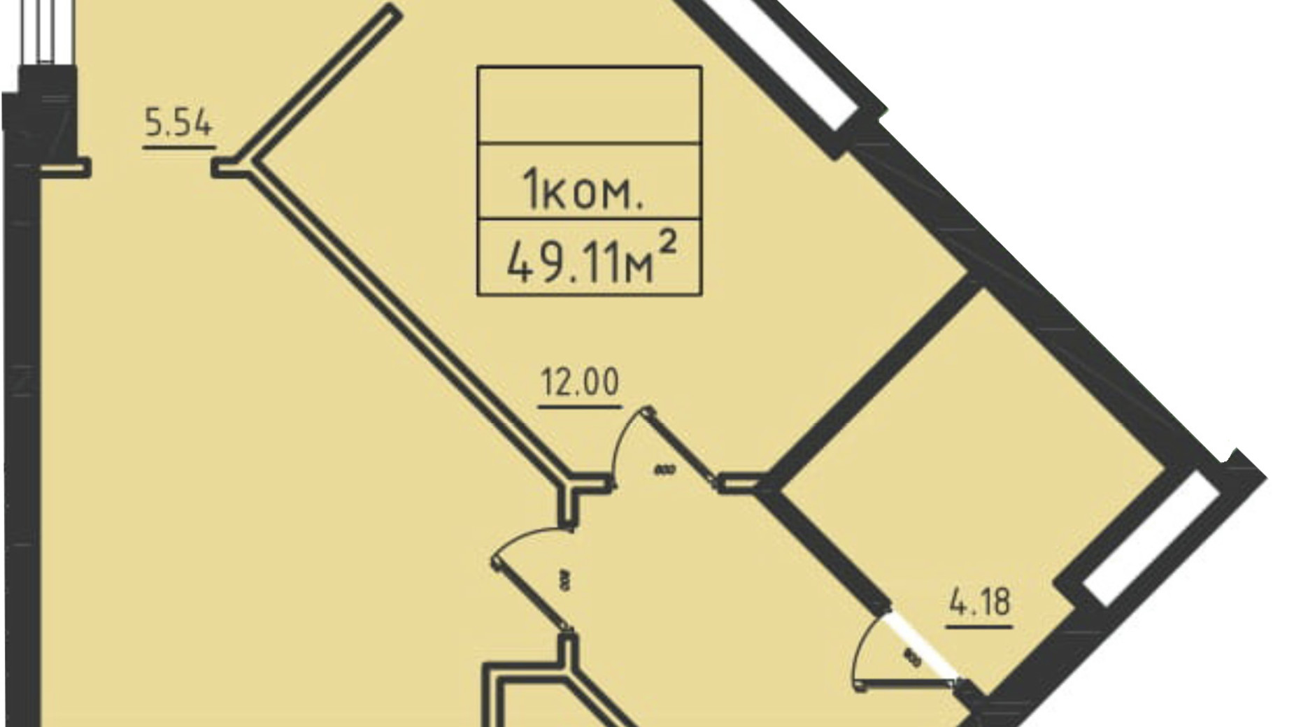 Планування апартаментів в ЖК Avinion 50.1 м², фото 538086