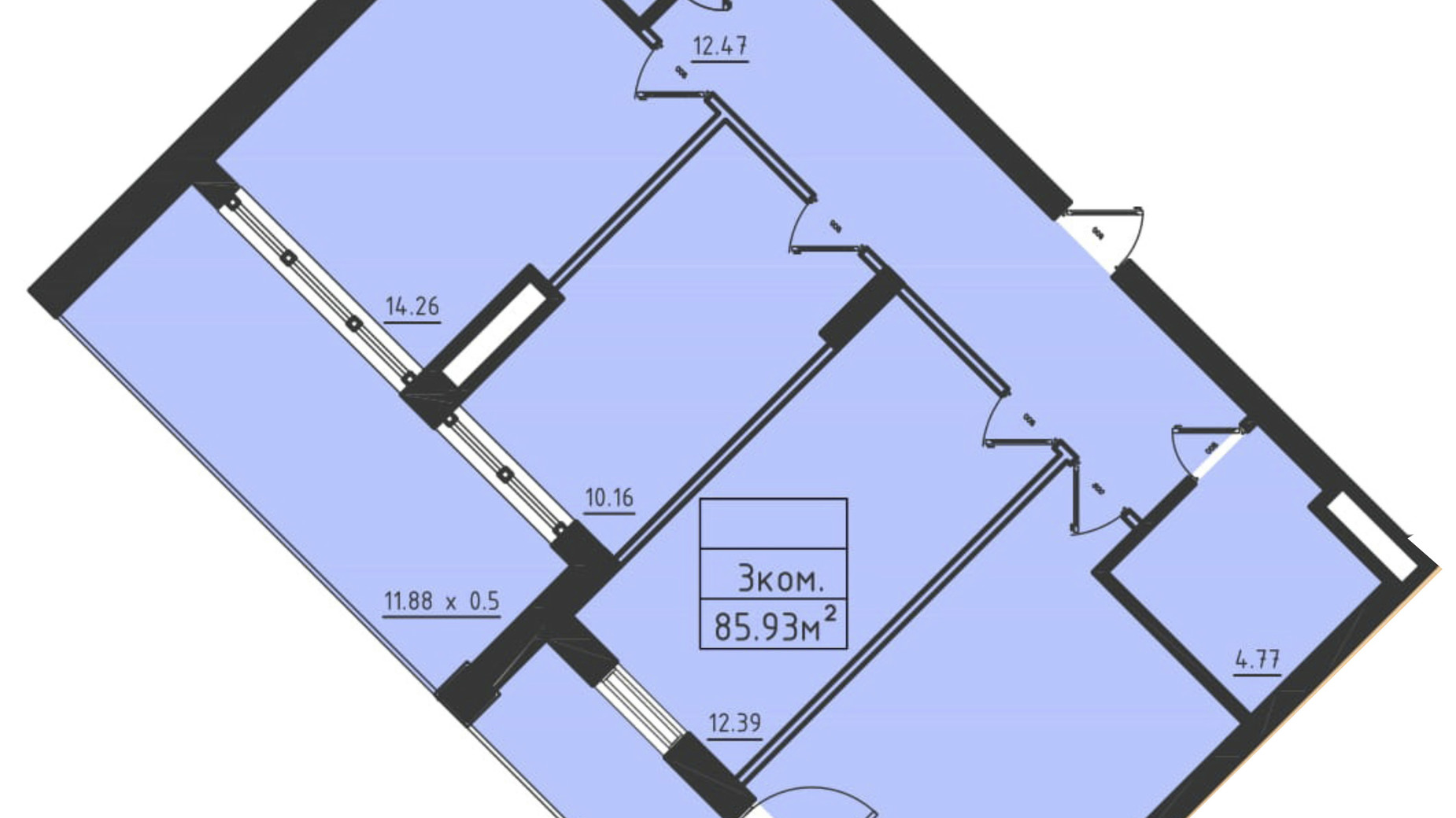 Планування апартаментів в ЖК Avinion 85.9 м², фото 538089
