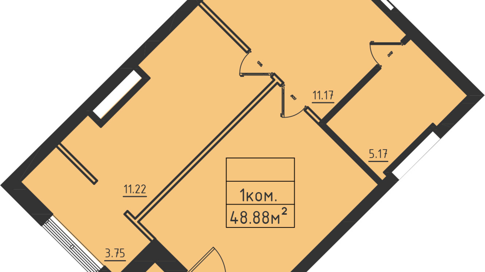 Планування апартаментів в ЖК Avinion 48.9 м², фото 538252