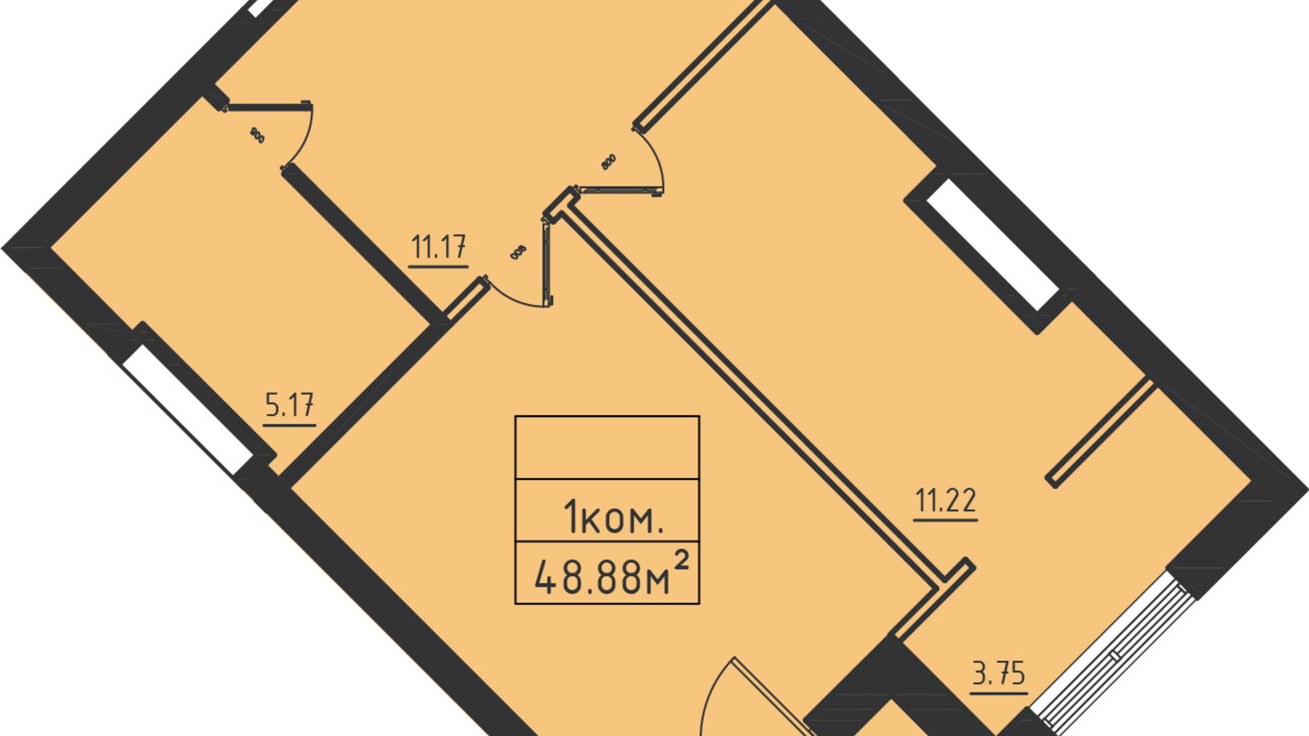Планування апартаментів в ЖК Avinion 51.5 м², фото 538266
