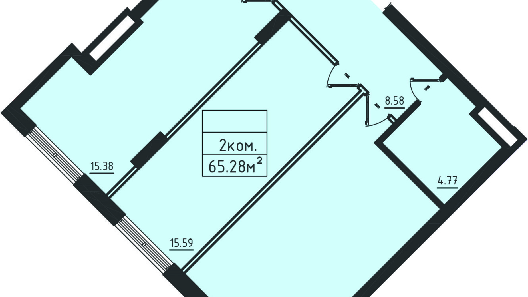 Планування апартаментів в ЖК Avinion 61.4 м², фото 538272