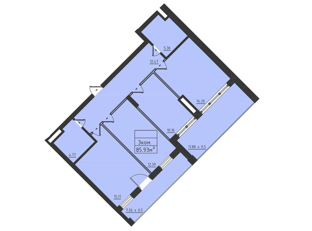 ЖК Avinion: планировка 3-комнатной квартиры 97.5 м²