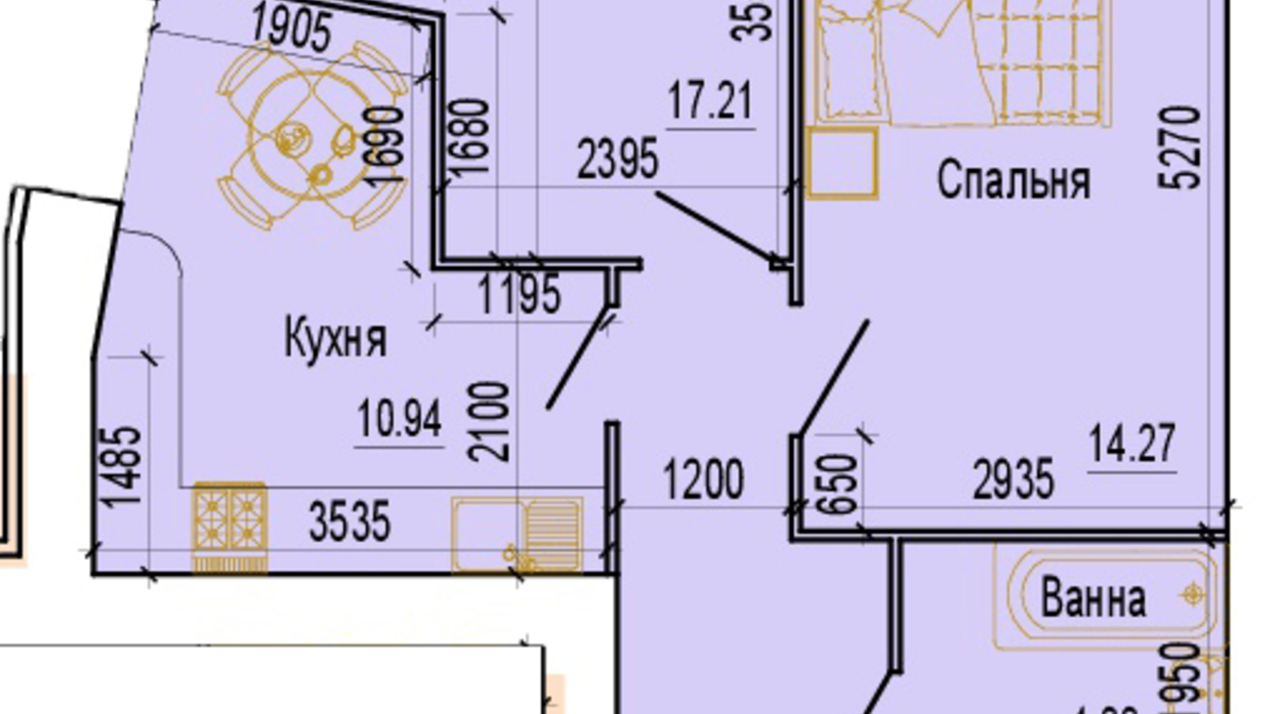 Планировка 2-комнатной квартиры в ЖК Everest 64.88 м², фото 538751