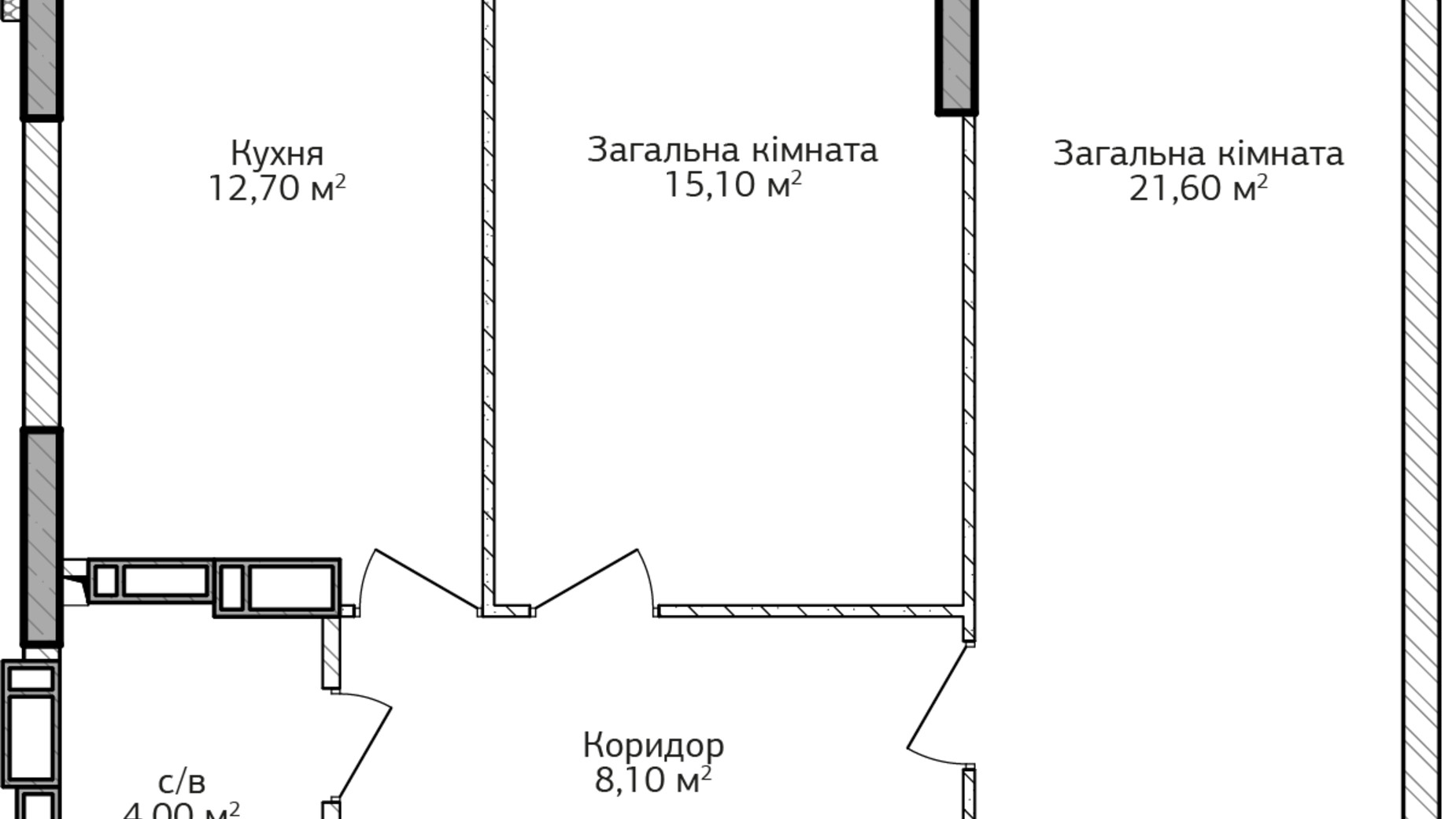 Планировка 2-комнатной квартиры в ЖК City Park 2 62.6 м², фото 538798