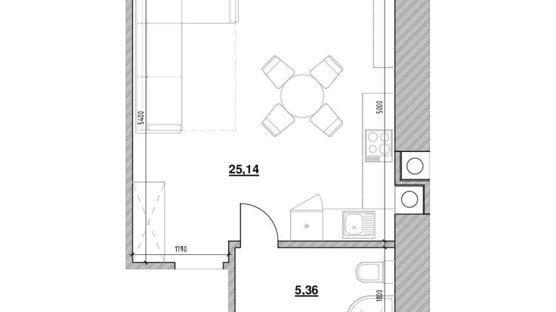 Планировка 1-комнатной квартиры в ЖК Компаньон 30.5 м², фото 538888