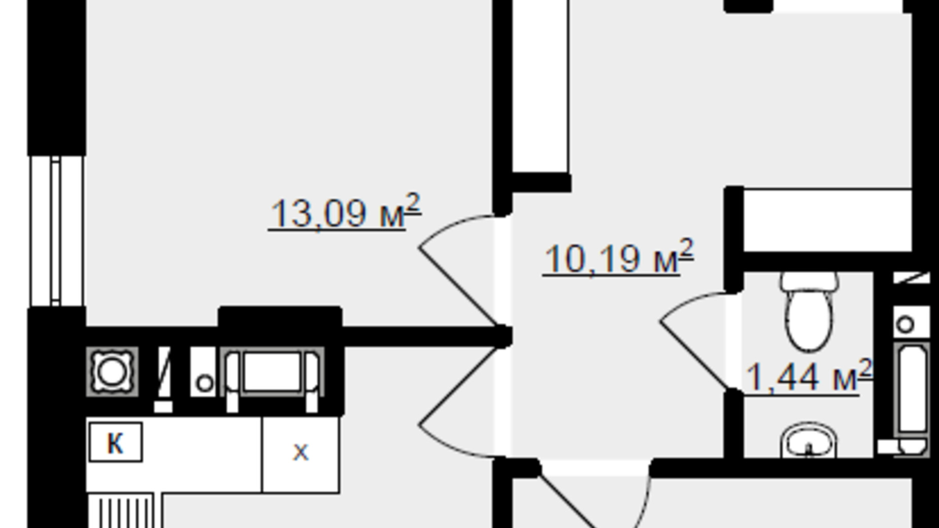 Планування 2-кімнатної квартири в ЖК Globus Elite 2 65.1 м², фото 539077