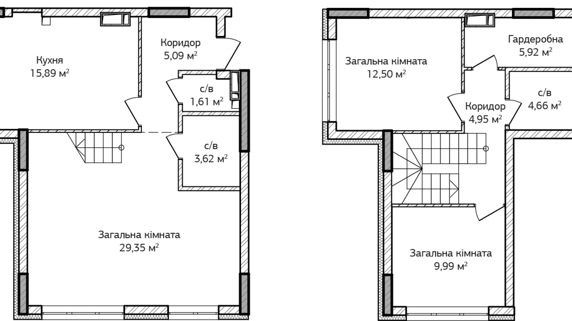 Планування багато­рівневої квартири в ЖК City Park 2 93.8 м², фото 539189