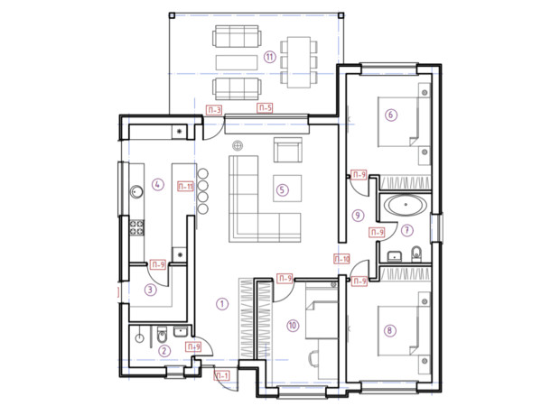 КМ Vision: планування 3-кімнатної квартири 116.5 м²