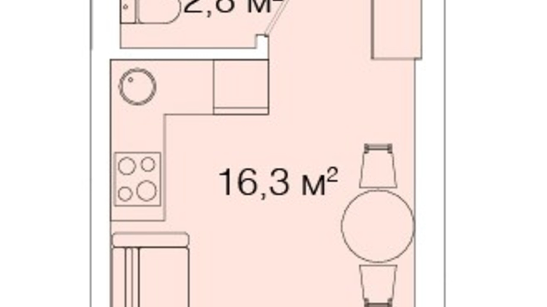 Планировка апартаментов в Апарт-комплекс Smart House 19.63 м², фото 539974