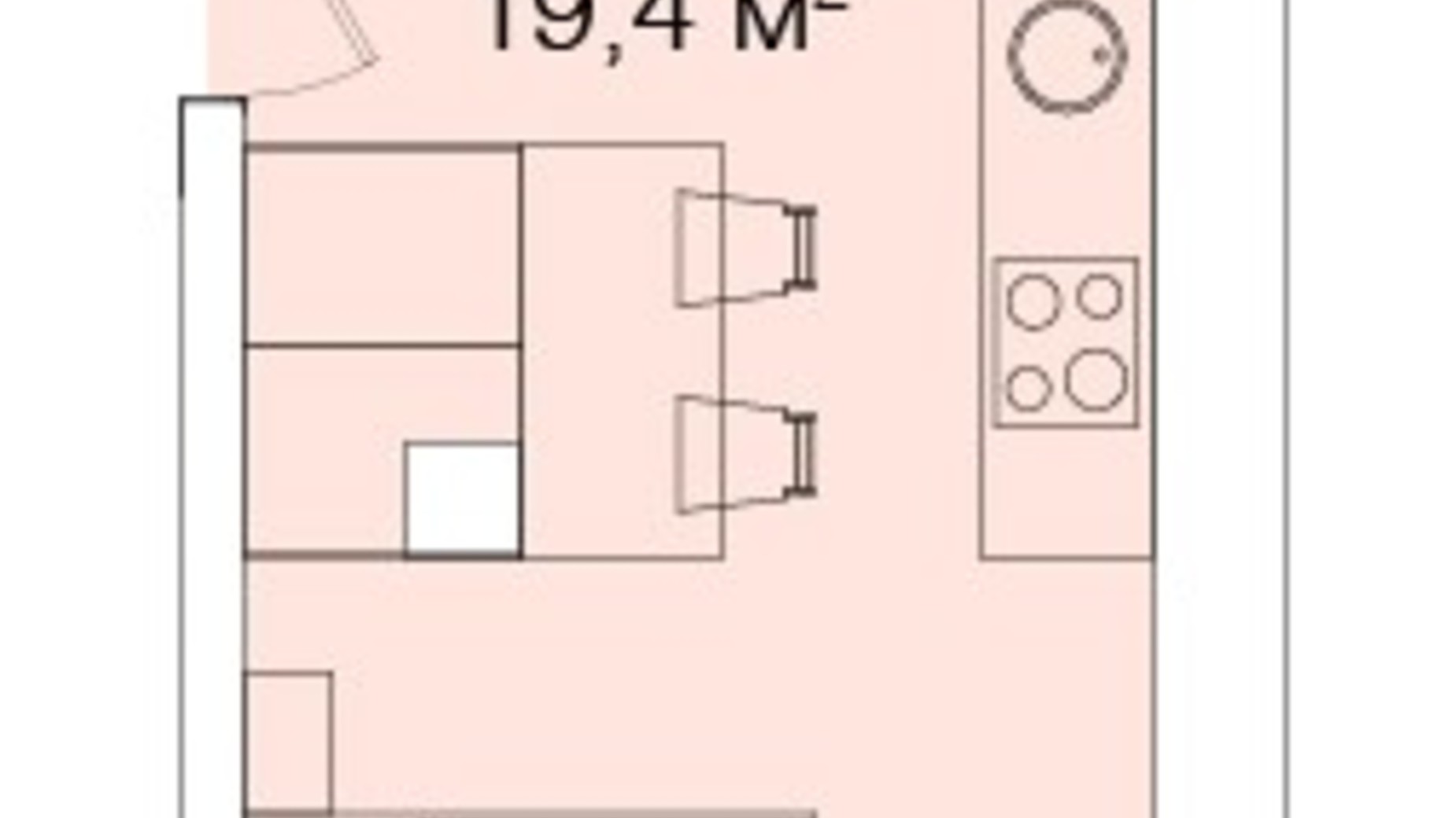 Планування апартаментів в Апарт-комплекс Smart House 22.31 м², фото 539976