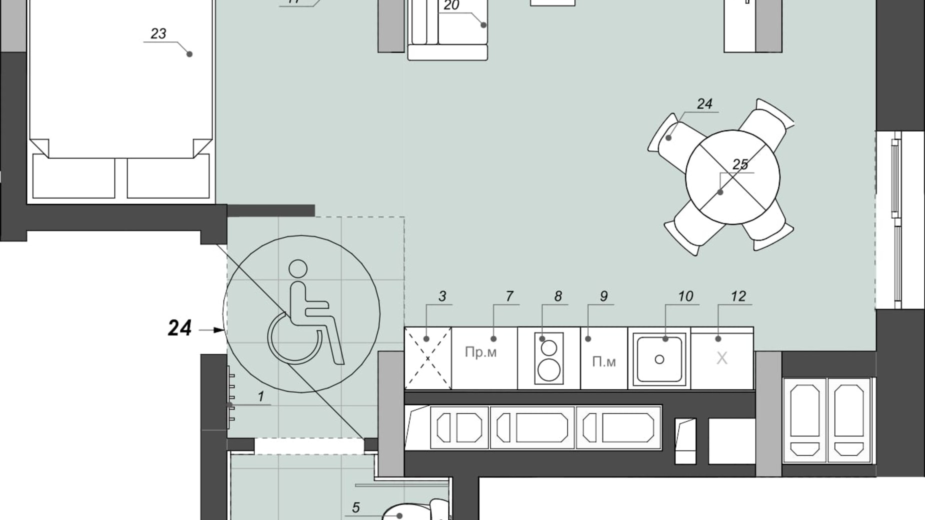 Планування апартаментів в Апарт комплекс WELL towers 41.75 м², фото 540002