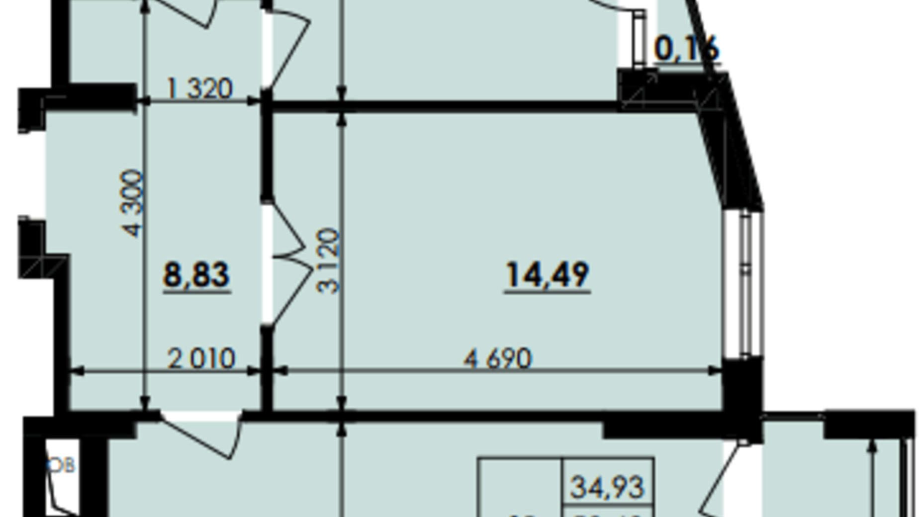 Планування 2-кімнатної квартири в ЖК Soloway 61.26 м², фото 540266