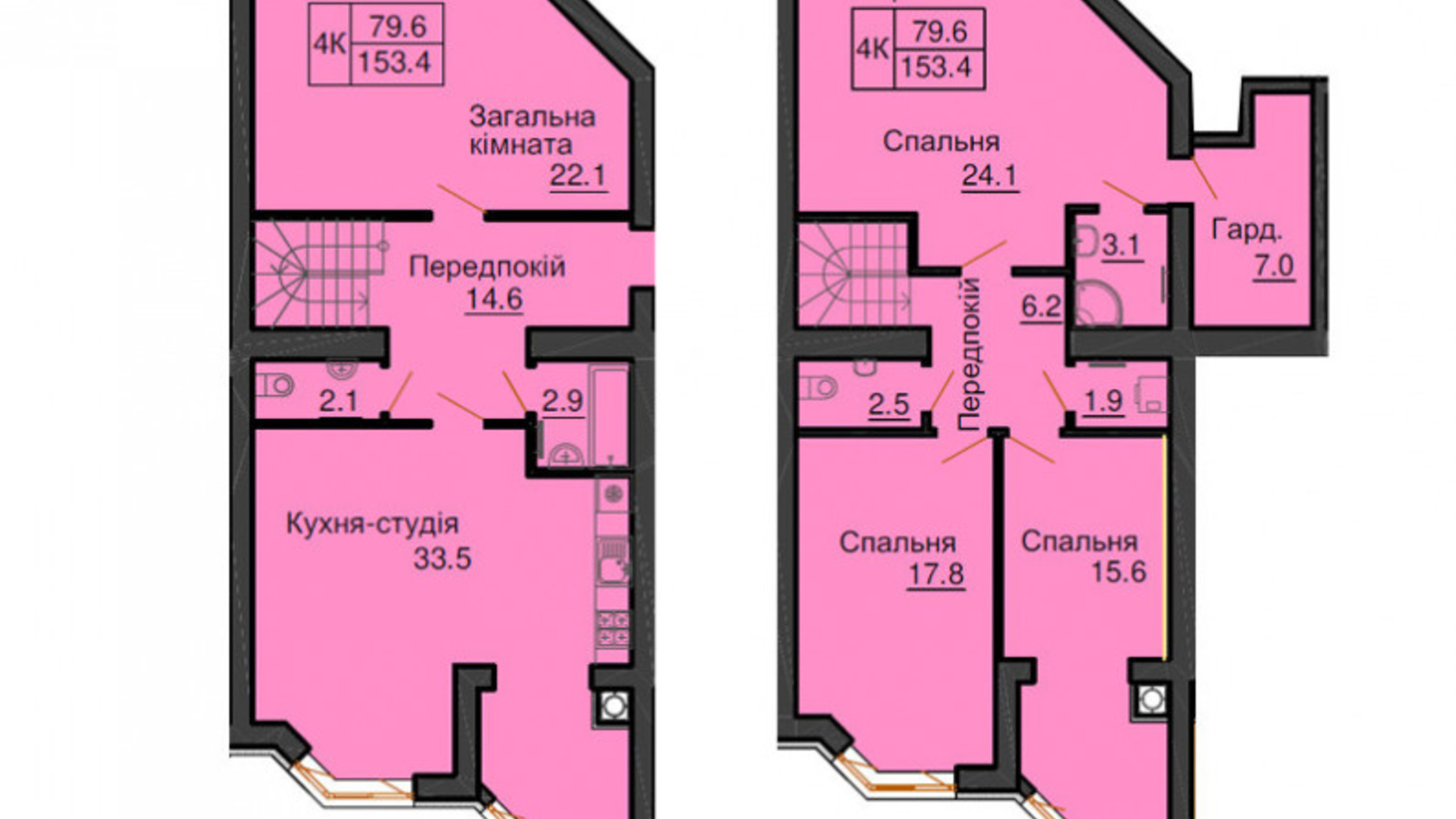 Планировка много­уровневой квартиры в ЖК София Резиденс 153.4 м², фото 540514