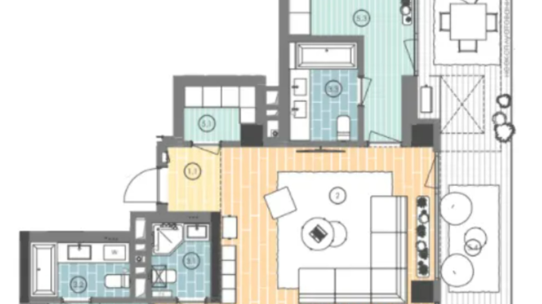 Планування 3-кімнатної квартири в ЖК Unit.Home 130.1 м², фото 541653