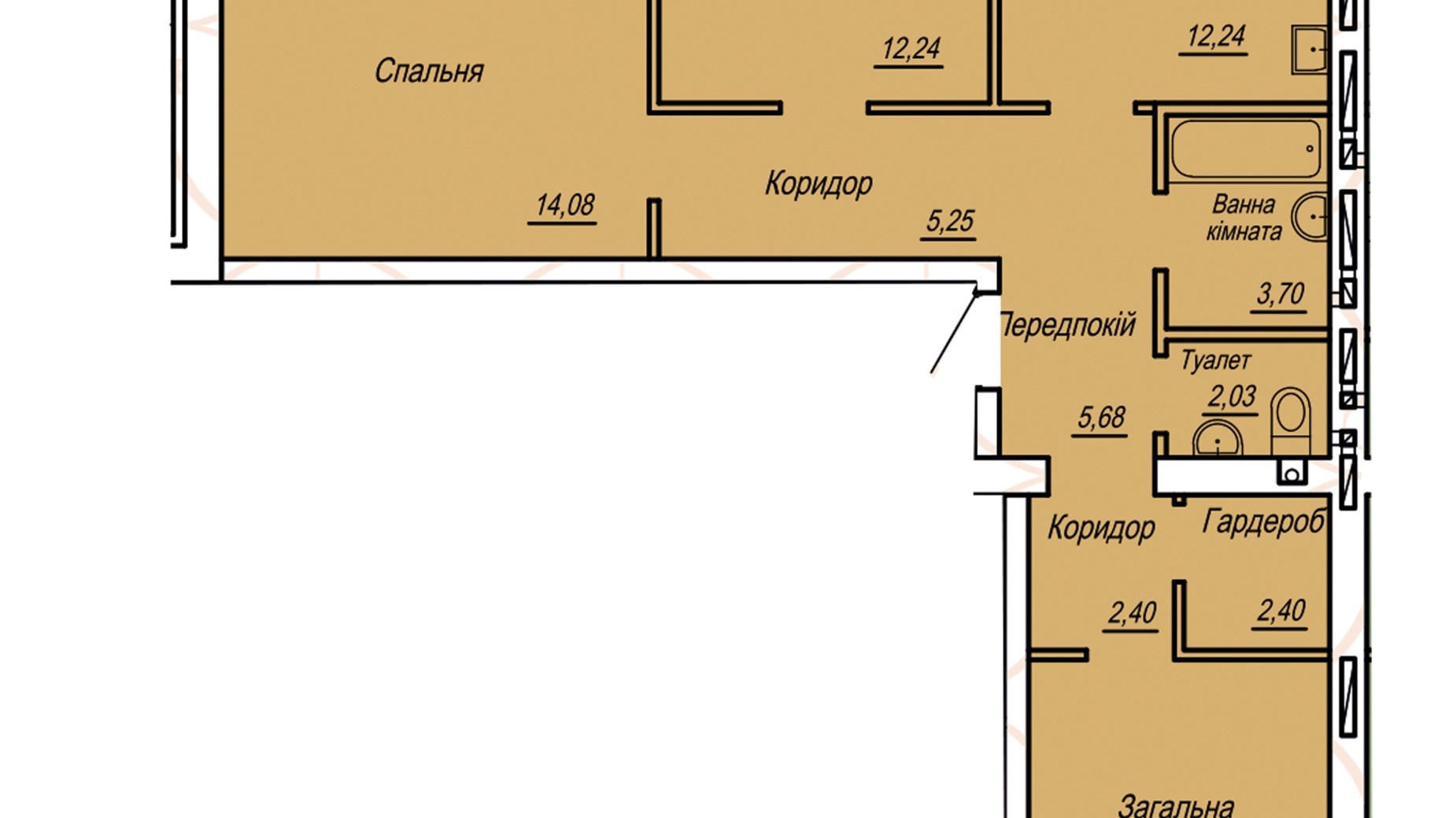 Планировка 3-комнатной квартиры в ЖК Статус 89.21 м², фото 541958