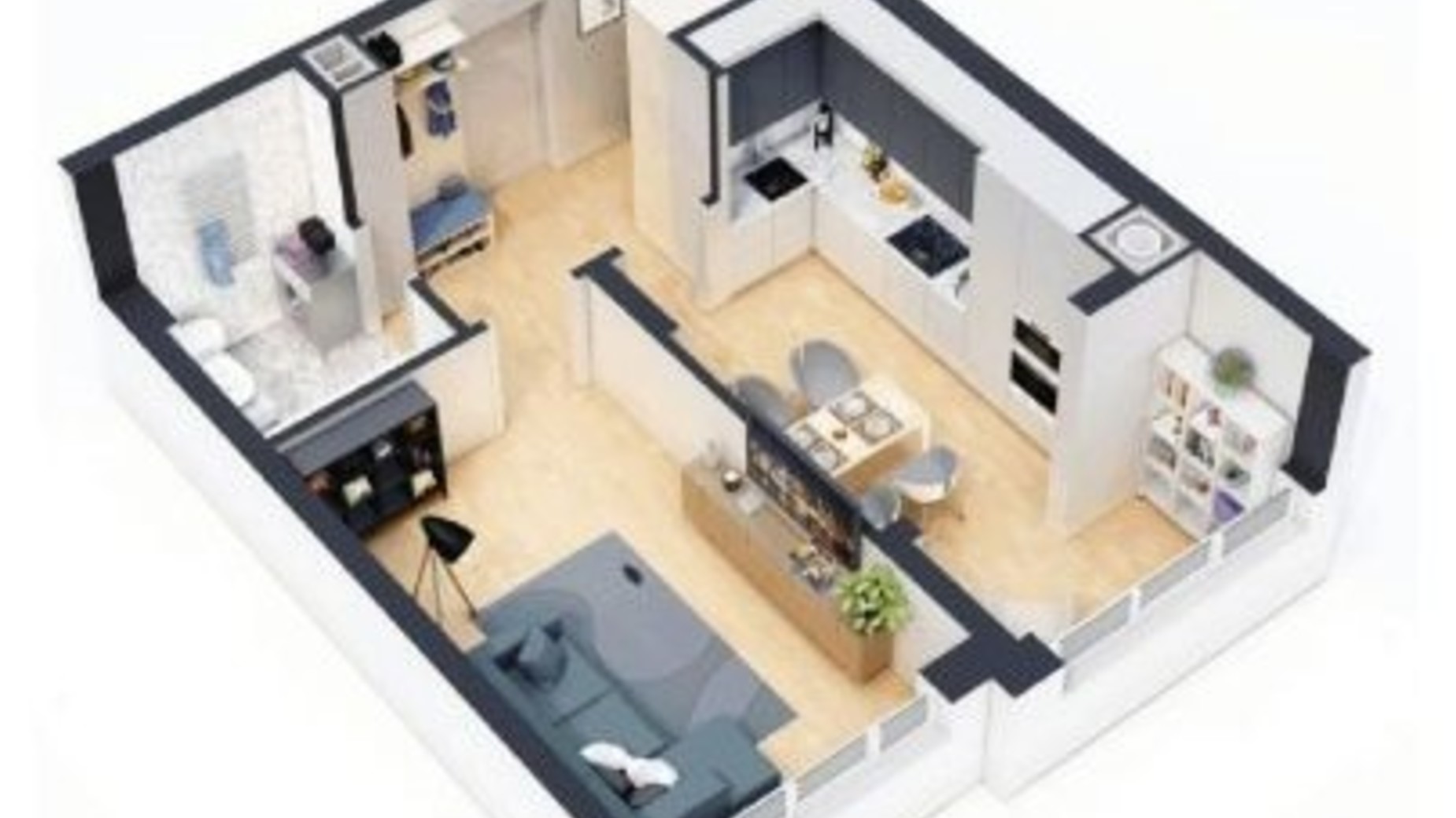 Планування 1-кімнатної квартири в ЖК Новий 43.2 м², фото 541960