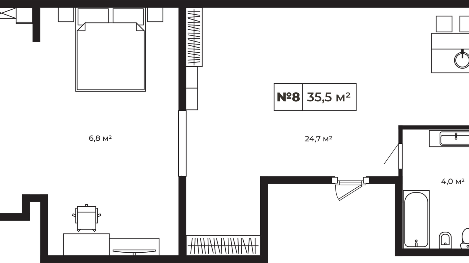 Планировка 1-комнатной квартиры в ЖК Paradise Avenue 35.5 м², фото 542546