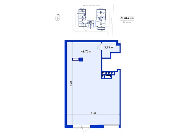 ЖК Utlandia 2: планування приміщення 54.87 м²