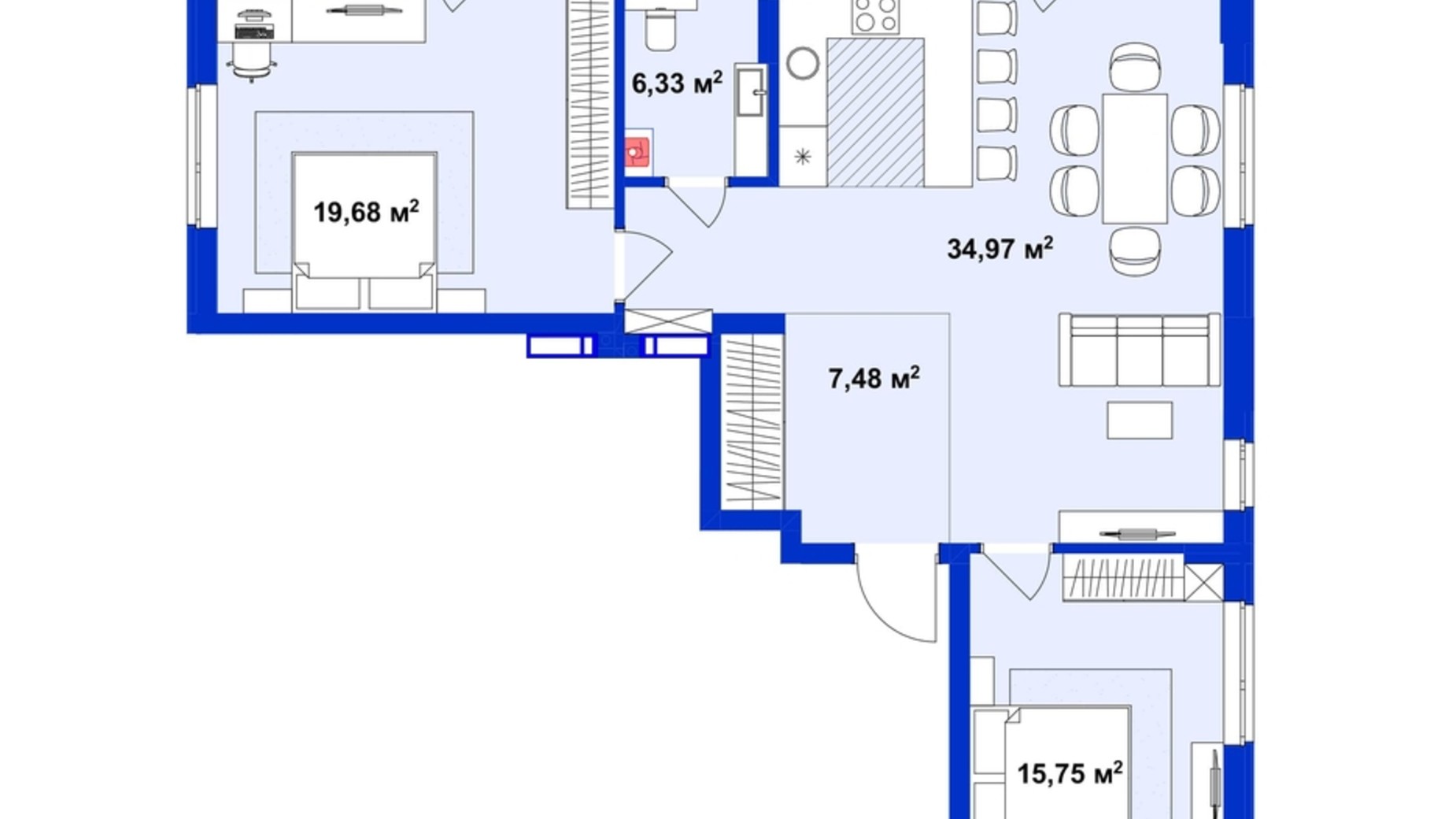 Планировка 3-комнатной квартиры в ЖК Utlandia 2 101.2 м², фото 542632