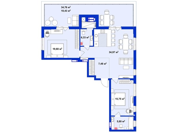 ЖК Ютландия 2: планировка 3-комнатной квартиры 100.44 м² ЖК Ютландия 2: планировка 3-комнатной квартиры 100.44 м²
