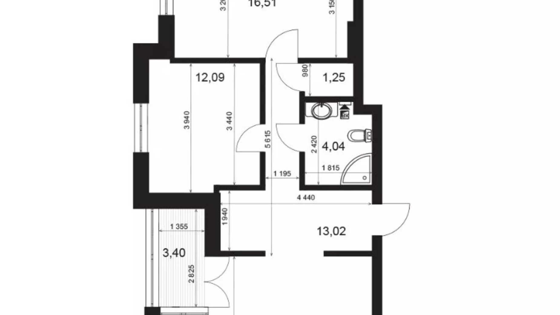 Планування 2-кімнатної квартири в ЖК Crystal Park Tower 82.83 м², фото 543000