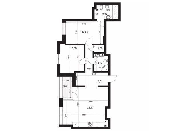 ЖК Crystal Park Tower: планировка 2-комнатной квартиры 82.83 м²