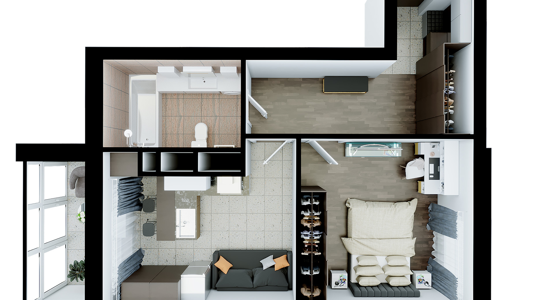 Планировка 1-комнатной квартиры в ЖК Paradise Avenue 49.1 м², фото 543324