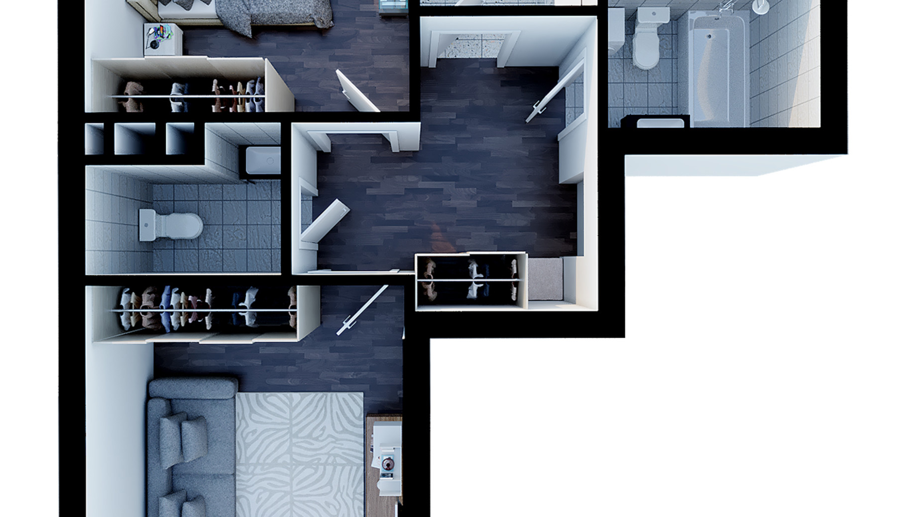 Планування 2-кімнатної квартири в ЖК Paradise Avenue 60.7 м², фото 543325