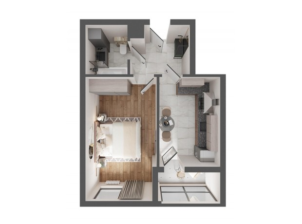 ЖК Вишневий Сад: планування 1-кімнатної квартири 41.15 м²