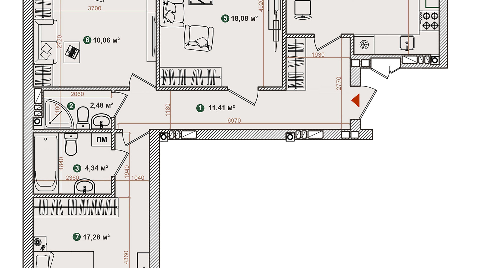Планування 3-кімнатної квартири в ЖК Forest Park 85.8 м², фото 543979