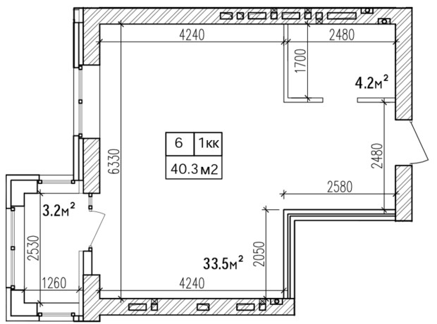 ЖК Promenade: планування 1-кімнатної квартири 40.3 м²