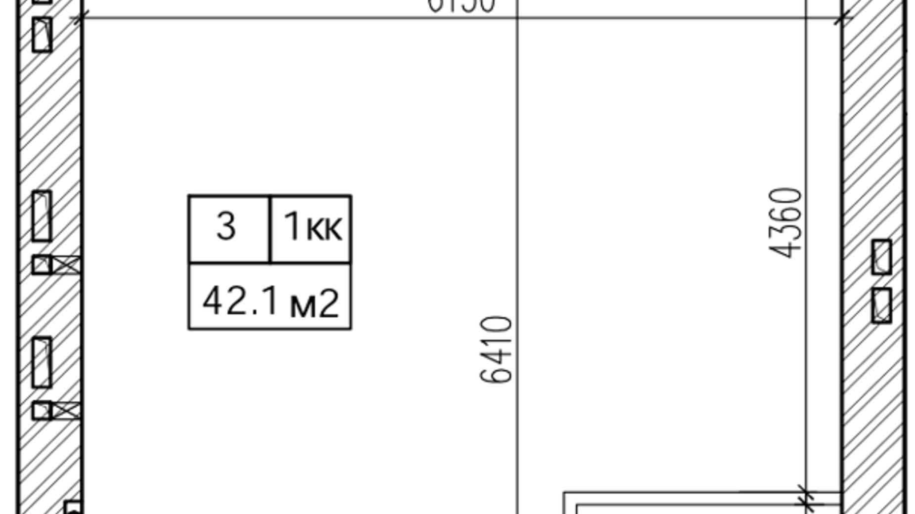 Планування 1-кімнатної квартири в ЖК Promenade 42.1 м², фото 544007