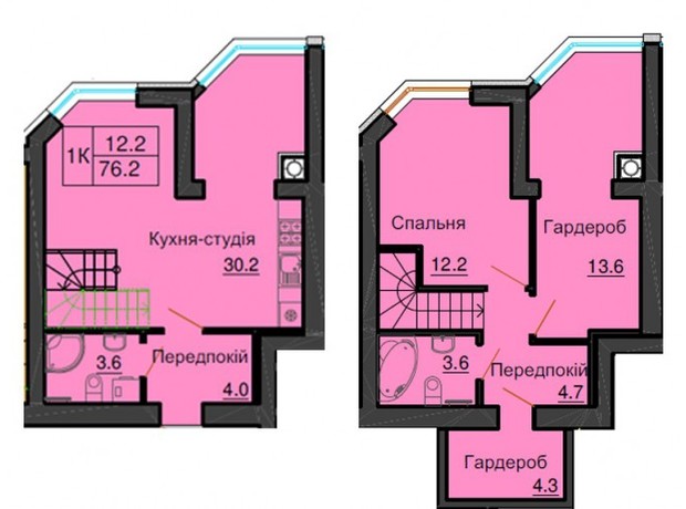 ЖК София Резиденс: планировка 1-комнатной квартиры 76.2 м²