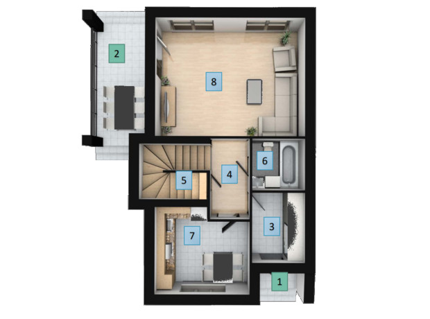 КМ Forest town: планування 4-кімнатної квартири 135 м²