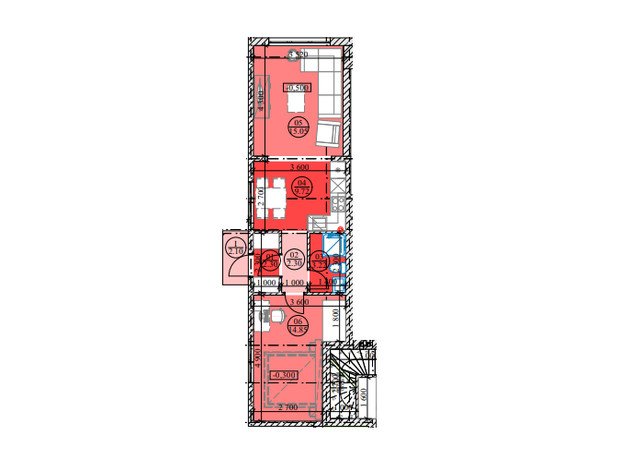 КГ Forest town: планировка 2-комнатной квартиры 49.7 м²