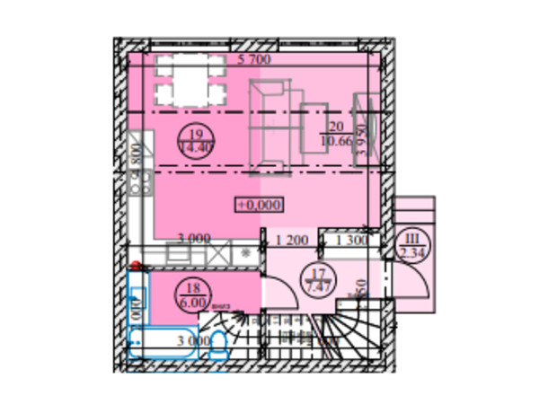 КГ Forest town: планировка 3-комнатной квартиры 80 м²