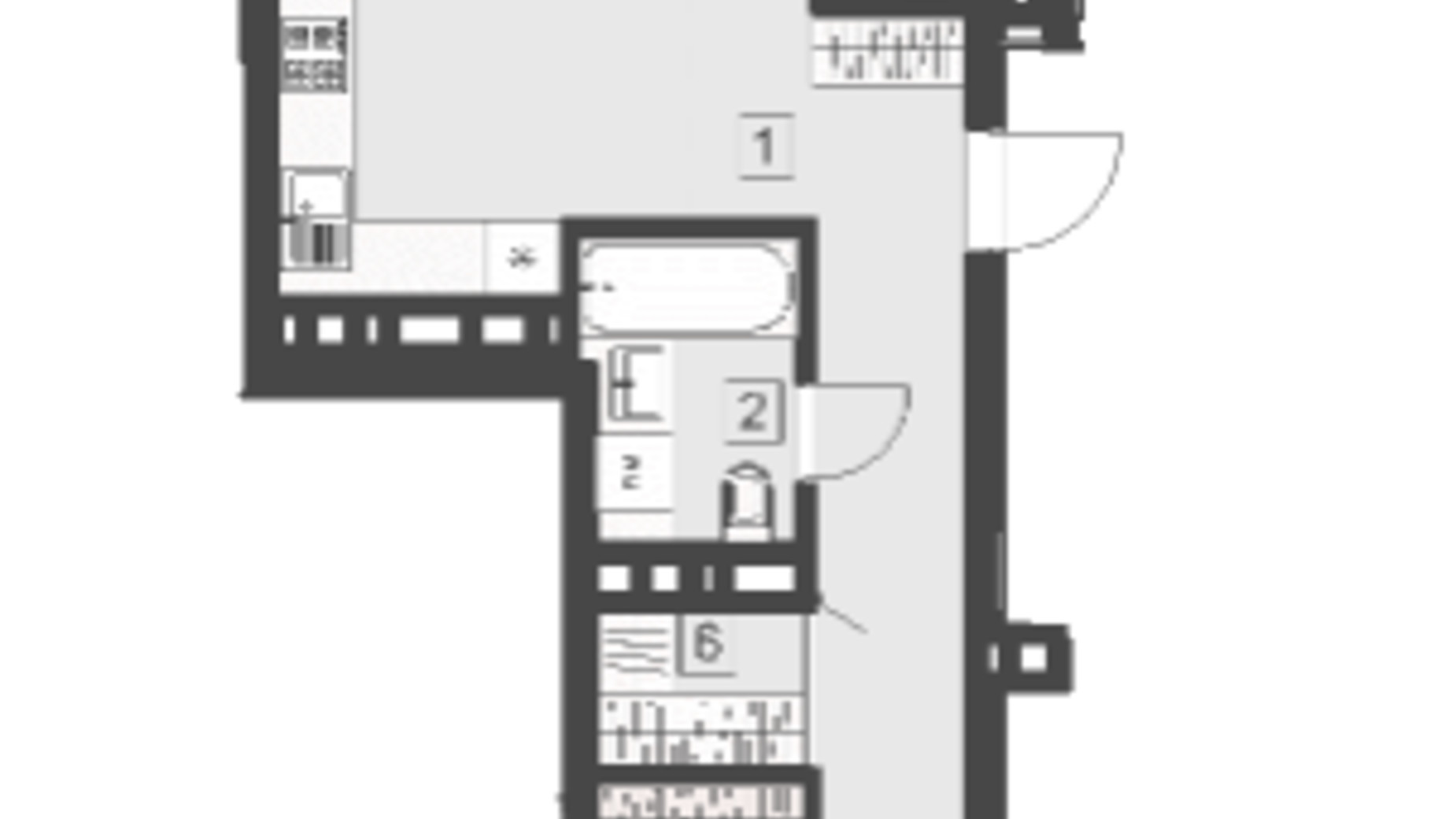 Планування 2-кімнатної квартири в ЖК Парус City 85.7 м², фото 546091